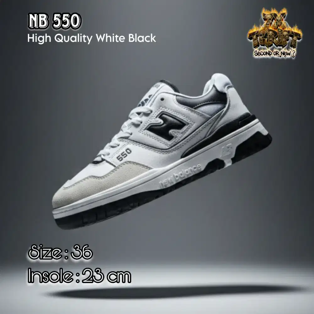 SEPATU SNEAKERS ANAK COWO/CEWE CASUAL/SANTAI eNBe 550 WHITE BLACK