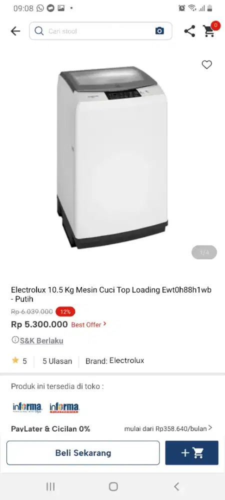 Electrolux mesin cuci 10kg