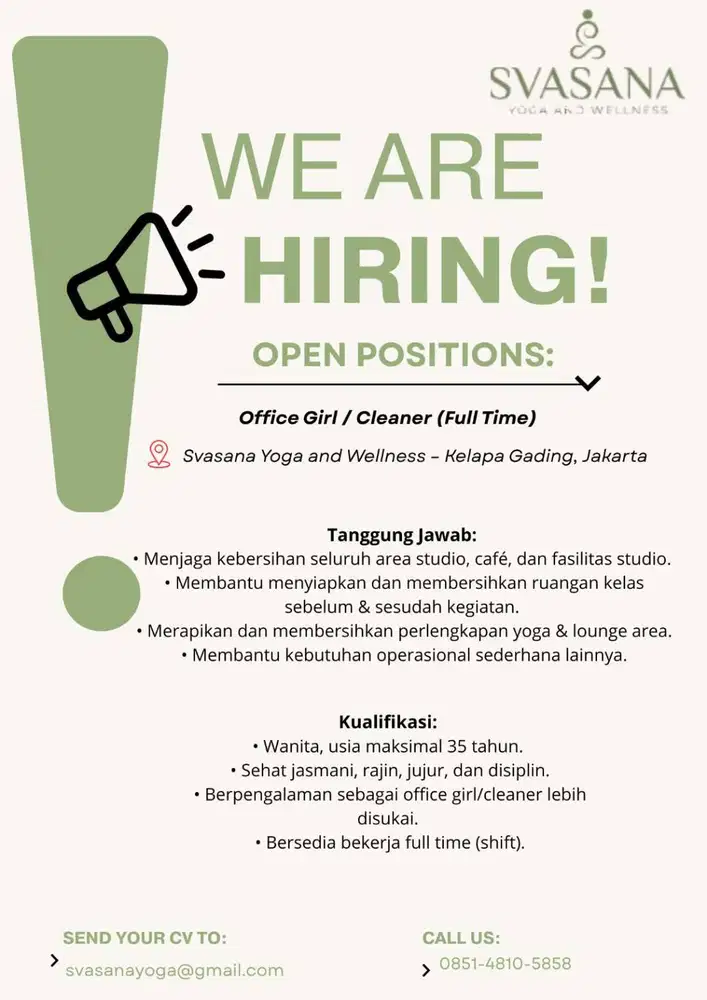 dicari secepatnya sales consultant dan office girl