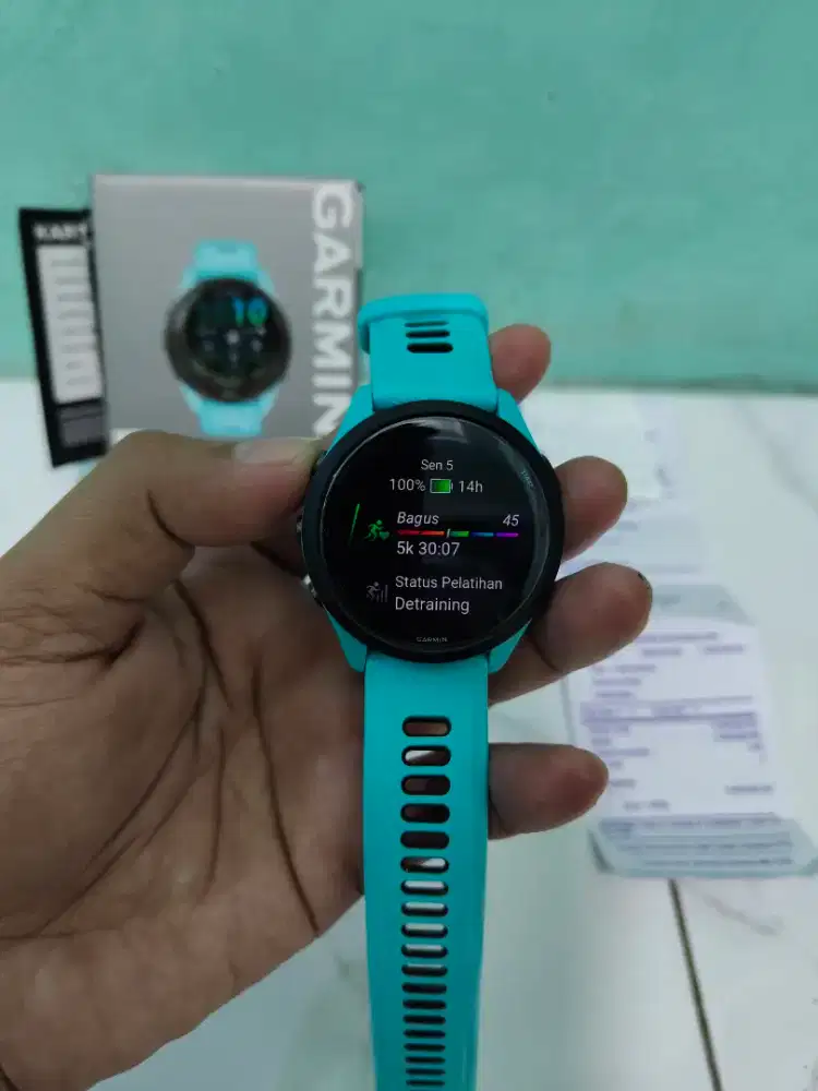 Garmin Forerunner 265 Aqua Version Like New Komplit