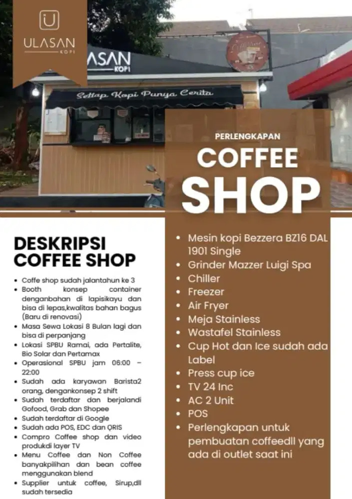 Dijual usaha coffee shop