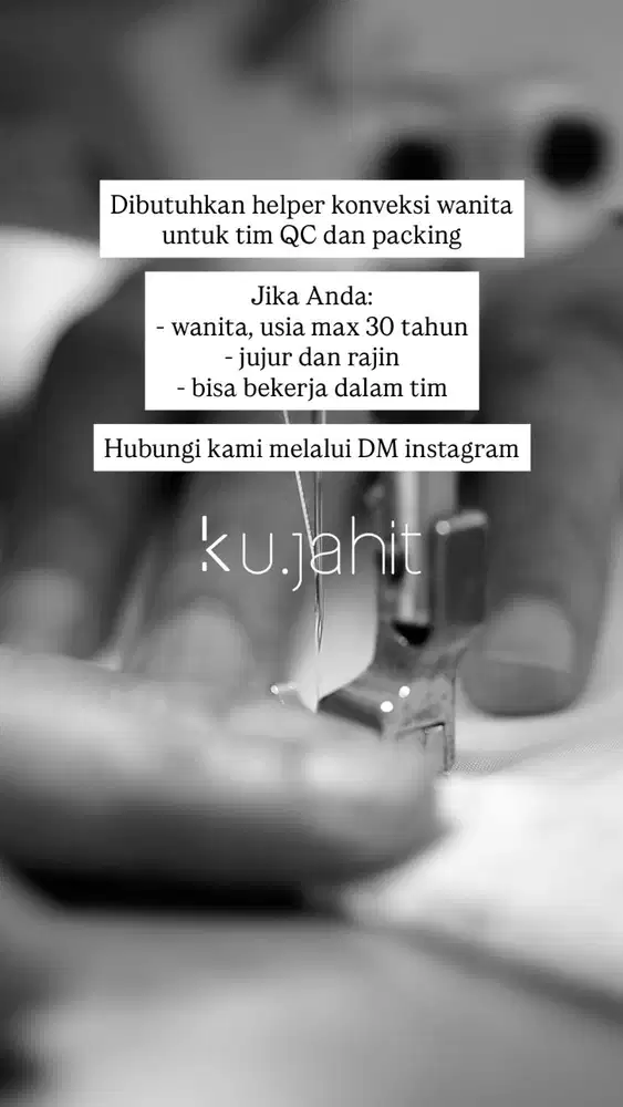 DIBUTUHKAN HELPER KONVEKSI WANITA