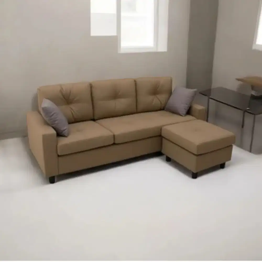 Selma Tasyi Sofa Modular Sudut Fabric -Cokelat