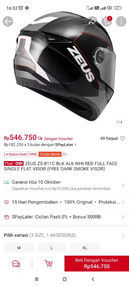Jual butuh helm tidak terpkai