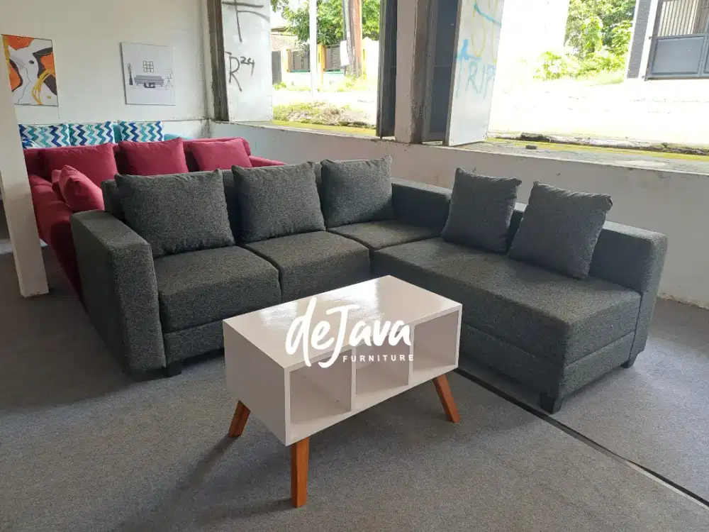 Sofa L nat kotak. Ready cover kanvas