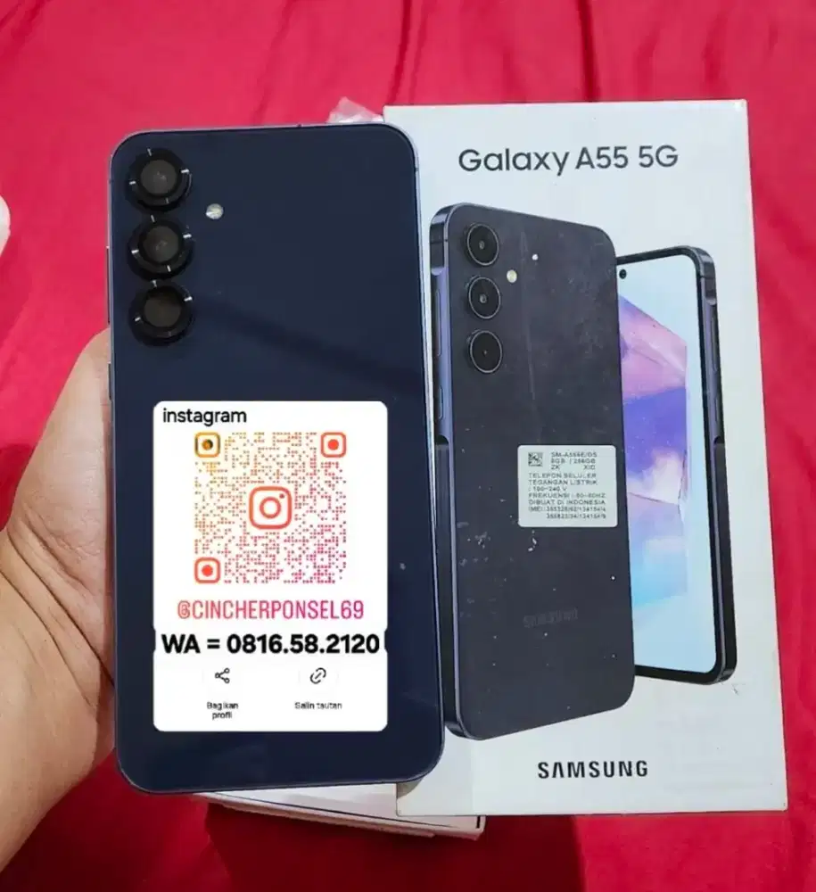 Jual hp samsung A55 8/256 5g istimewa grns sein siap pakai fre ADAPTOR