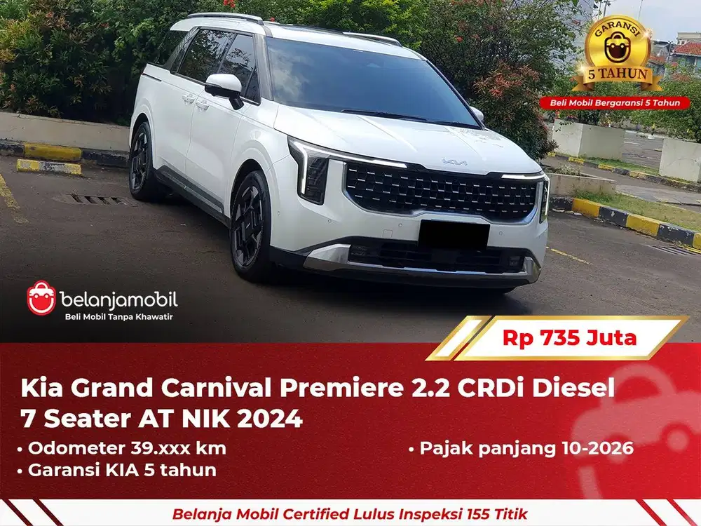 [ GARANSI 5TH ] Kia Grand Carnival Premiere 2.2 7 Seater 2024 2025