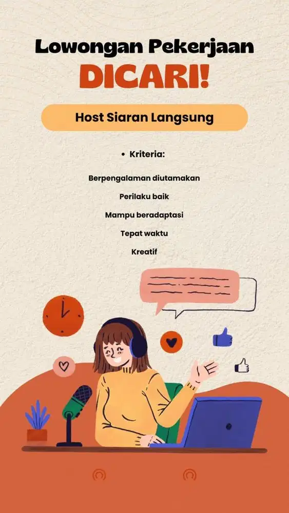 Dicari host live berpengalaman
