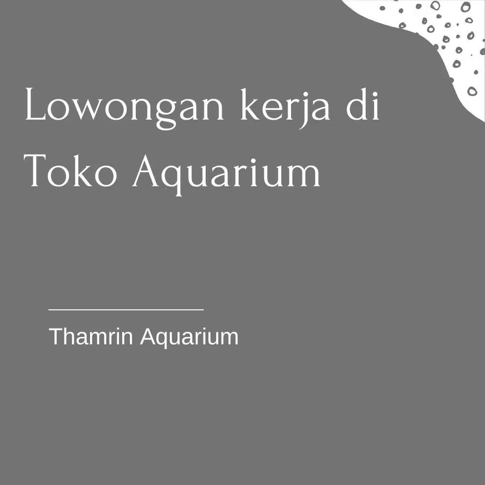 Dibutuhkan Karyawati di Toko Aquarium