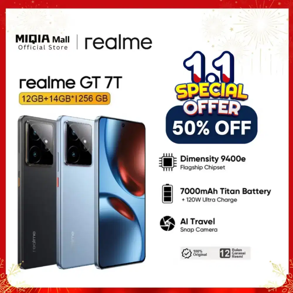PROMO REALME GT 7T 5G.7000MAH BATERAI BADAK.120 WATT CHARGER.