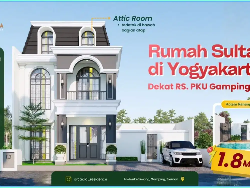 HUNIAN MEWAH JOGJA 3 LANTAI INCLUDE POOL DAN ATTIC ROOM BELAKANG POM BENSIN AMBARKETAWANG