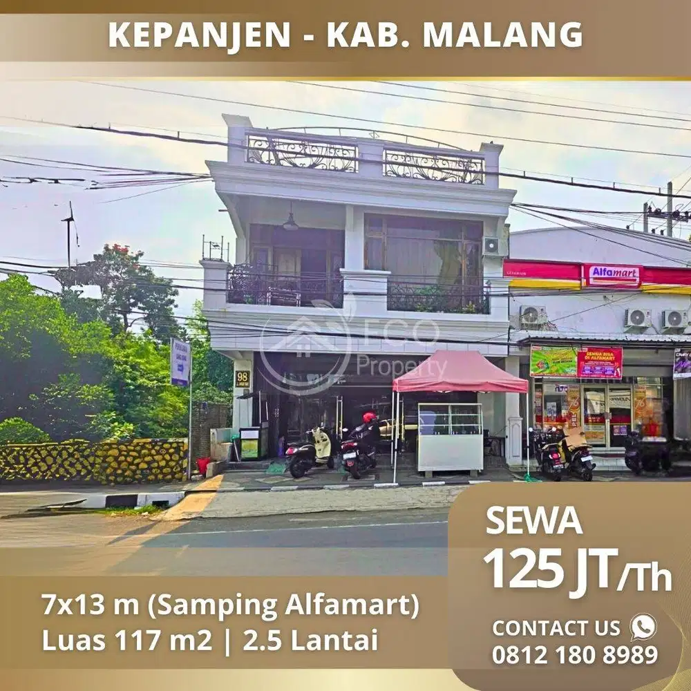 Sewa Bangunan Samping Alfamart dan BCA Pusat Kepanjen Malang