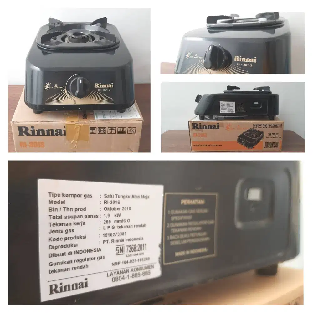 Kompor Gas Rinnai RI 301S 1 Tungku Teknologi Sun-Burner dan Anti Karat