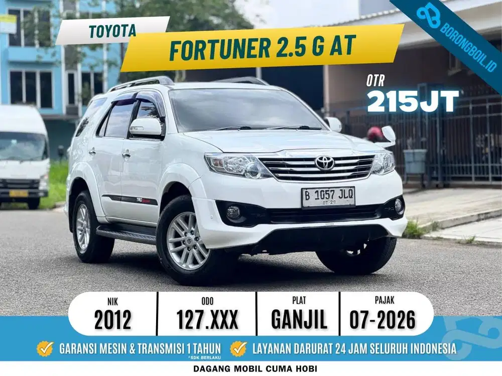 FORTUNER G DIESEL 2.5 AT 2012 PUTIH ISTIMEWA SIAP PAKAI