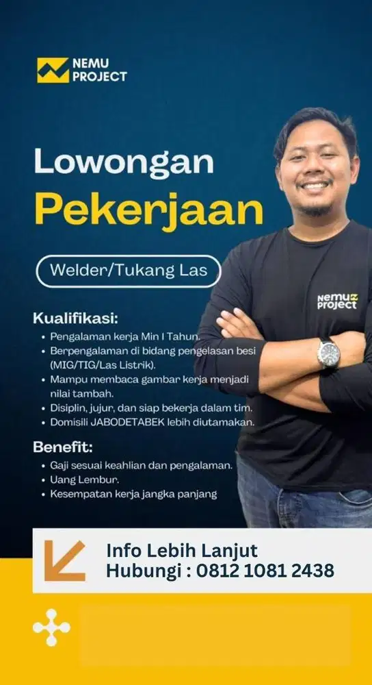 Di butuhkan pekerja las profesional