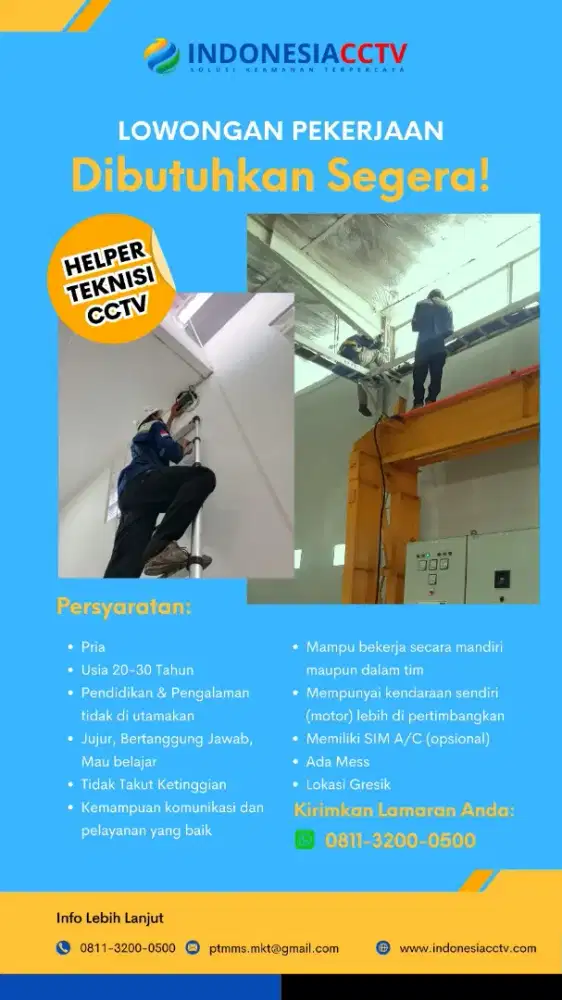 Di Cari Tenaga Helper Teknisi CCTV
