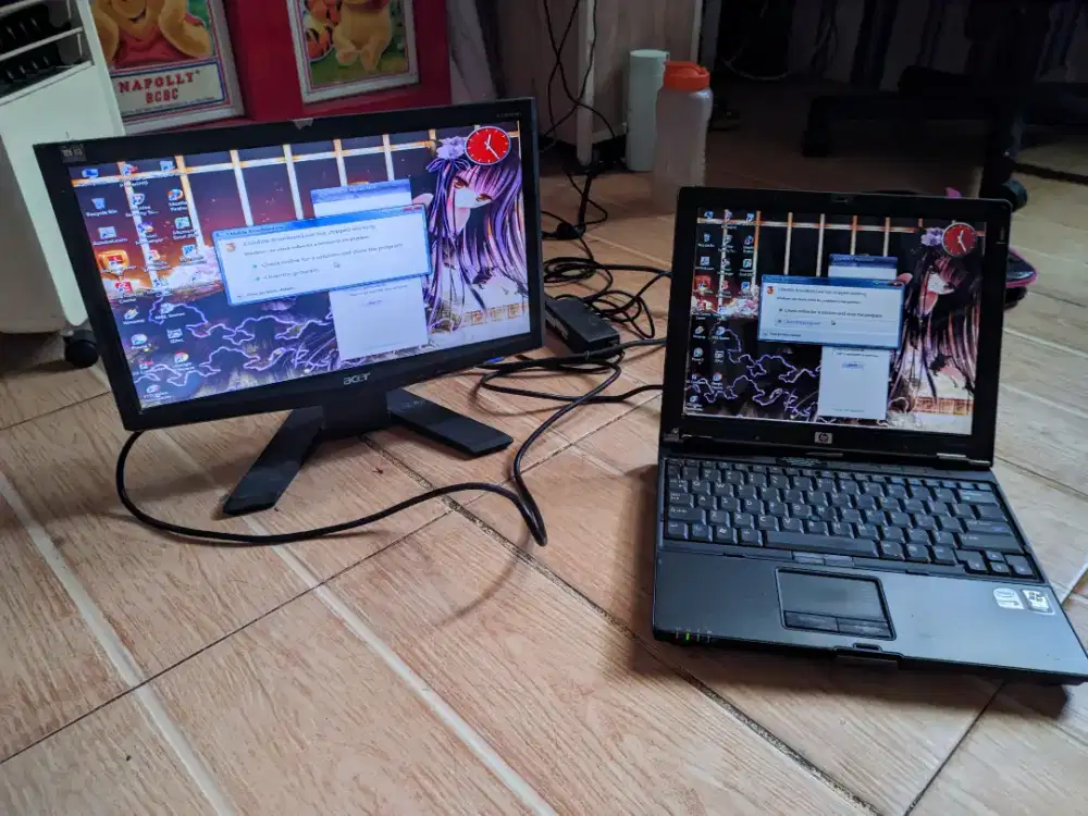 Dijual Cepat Laptop HP + Monitor Acer 16 (buat CCTV/Monitor Tambahan)