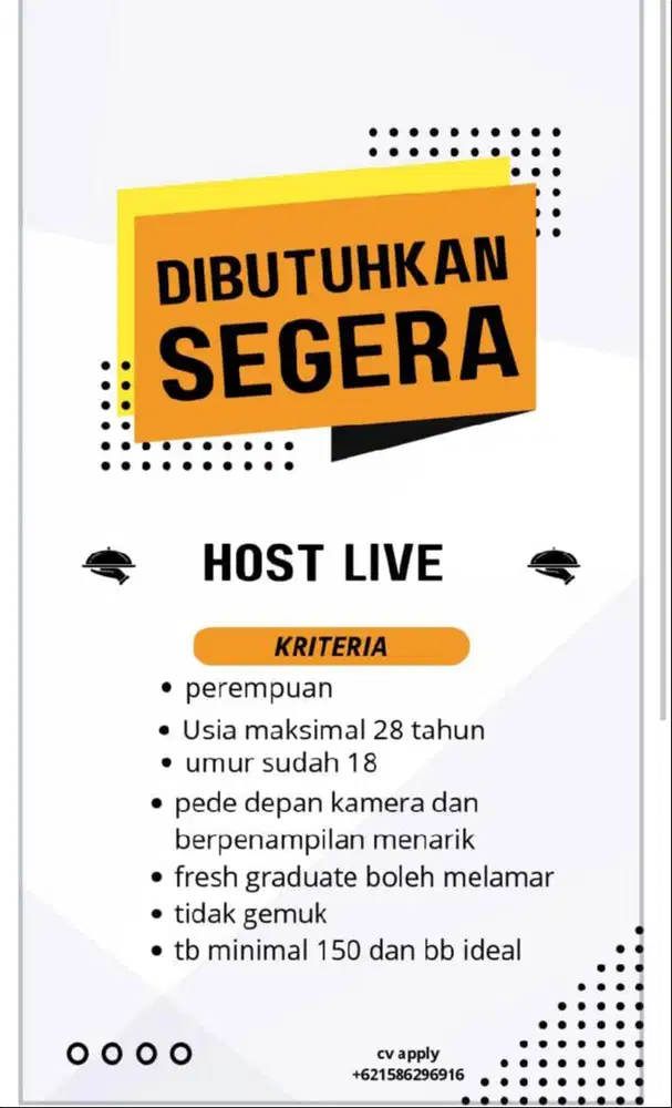 lowongan kerja host live non hijab