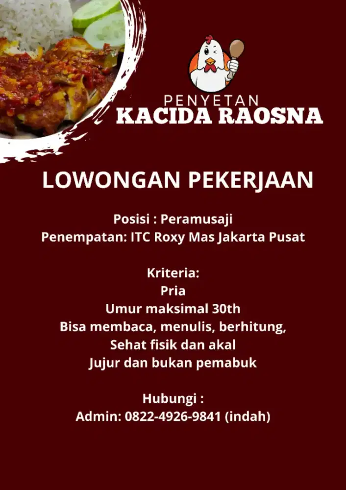 Lowongan kerja Pramusaji