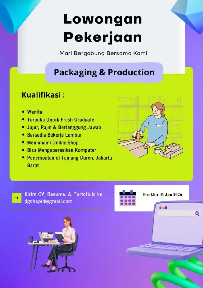 Loker Lowongan Kerja Packing & Produksi Olshop - Wanita