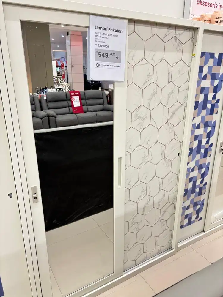 ALEXIS METAL SLDG WDRB 120 CM MARBLE