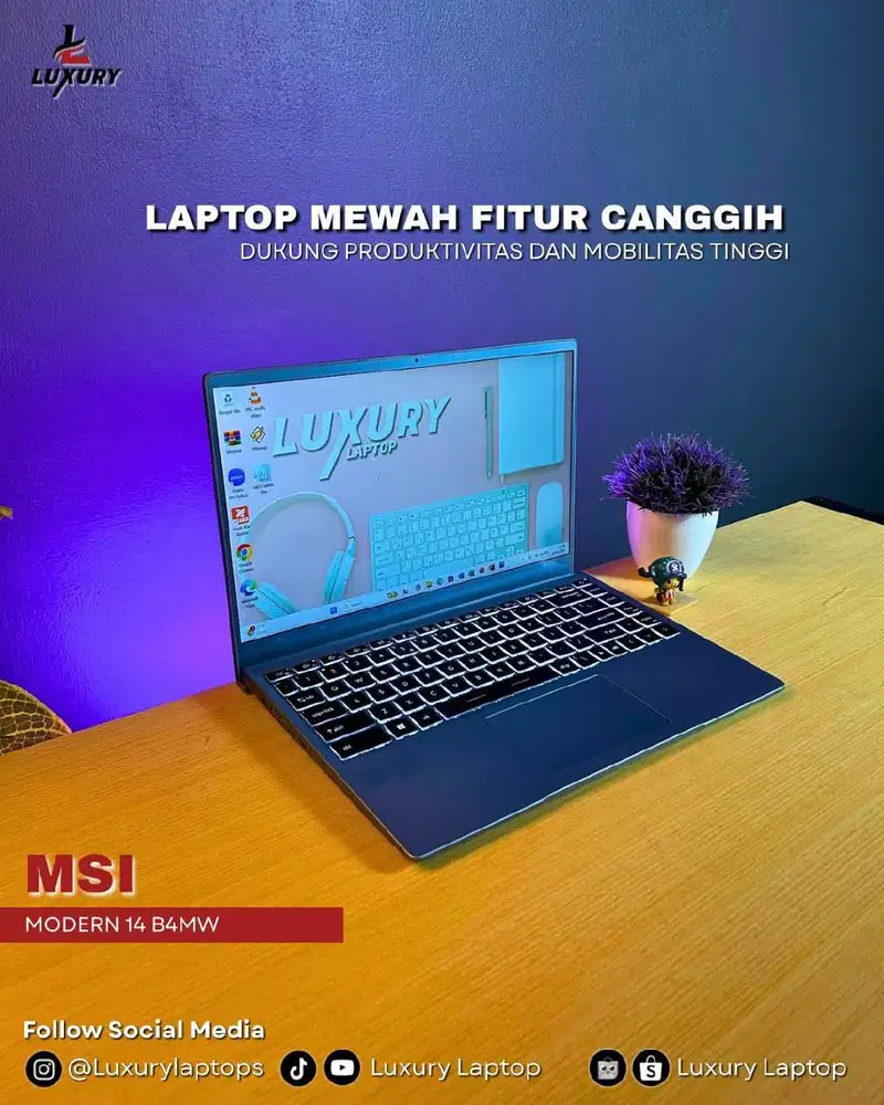 LAPTOP MSI MODERN 14 B4MW RYZEN 3 JUAL MURAH RAM SSD BU