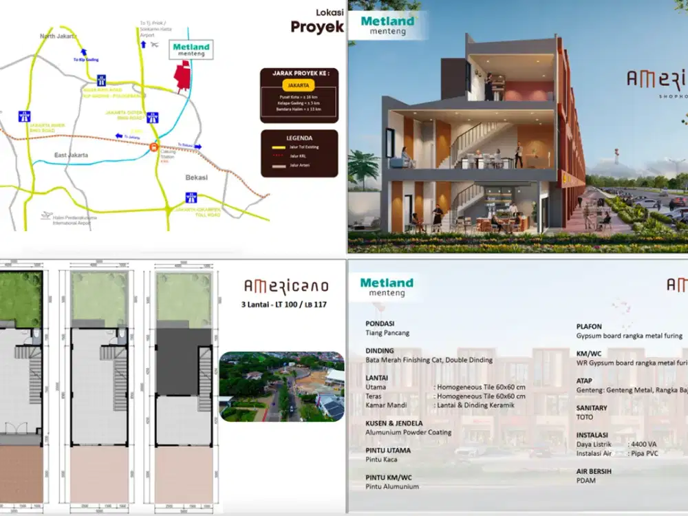 AmericanO Shophouses Metropolitan Land Menteng Jakarta Timur (American Style Commercial On Boulevard) - UTJ 50 Jt