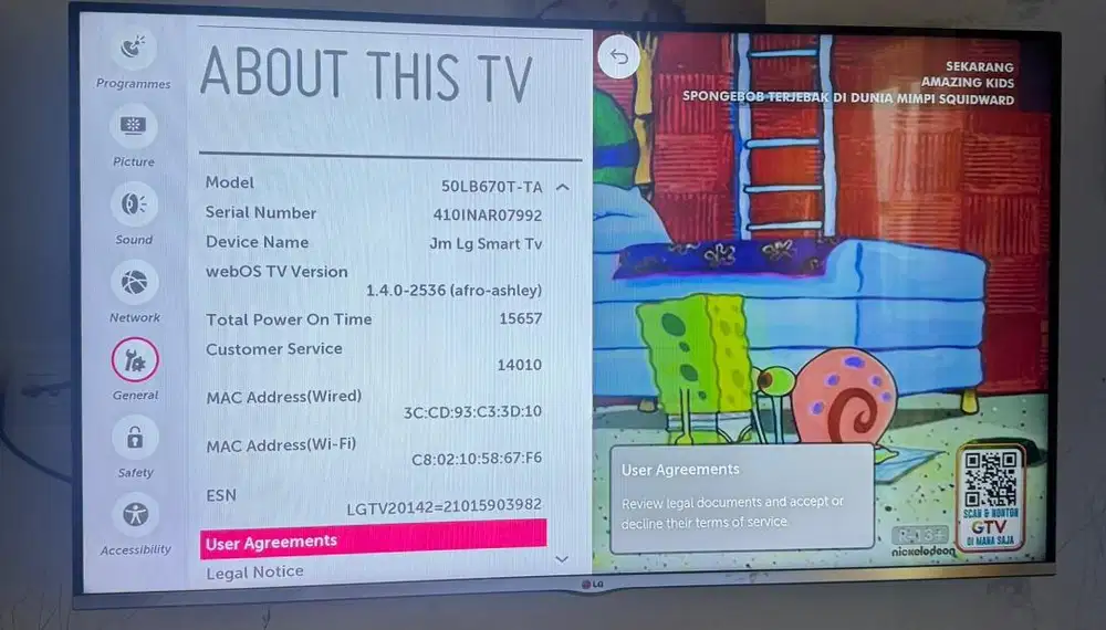 LG 50 Inch LED Smart TV Full HD | Normal | Siap Pakai