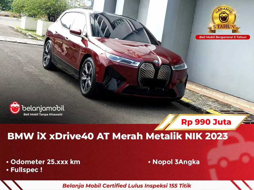 [ GARANSI 5TH ] BMW iX xDrive x Drive 40 Fullspec AT Merah 2023 2024