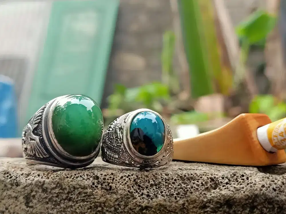 batu bacan ring perak numbul & sedotan ori