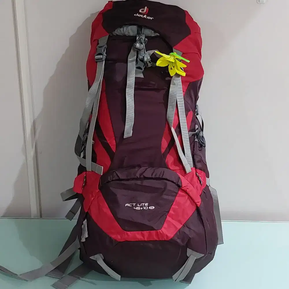 AR Tas Gunung Carrier ACT LITE 45+10 SL Deuter Backpack aubergine-fire