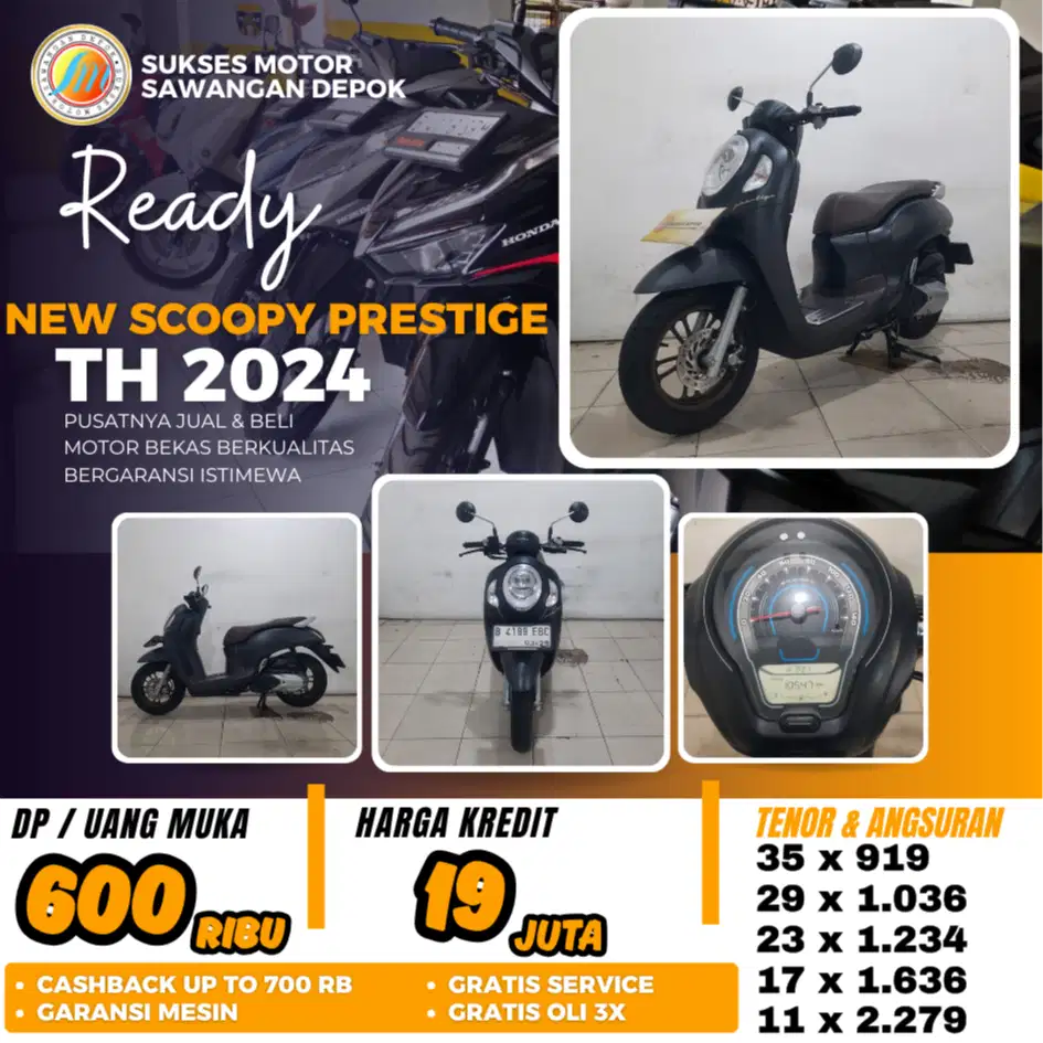 DP 600 BERGARANSI HONDA NEW SCOOPY PRESTIGE TH 2024 MULUS BISA KREDIT