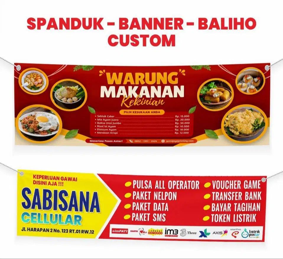 JASA DESAIN + CETAK SPANDUK STIKER DLL