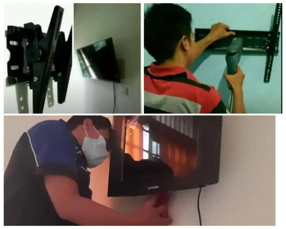 Pasangkan bracket dan Braket +pasang terimarapih breket briket led tv