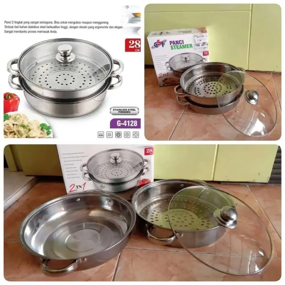 Panci Steamer/ Kukus Stainless 2 Susun GSF G-4128