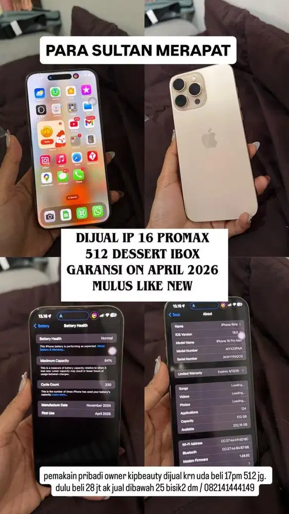 Dijual Iphone 16 Promax 512 Gb
