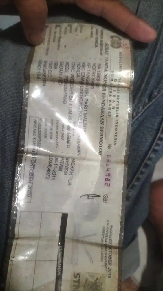 DIJUAL HONDA CIVIC WONDER TAHUN 1988 PAJAK MATI DARI TAHUN 2020