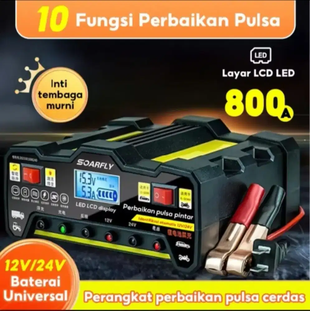 alat charger aki motor mobil sepeda listrik 12/24v original