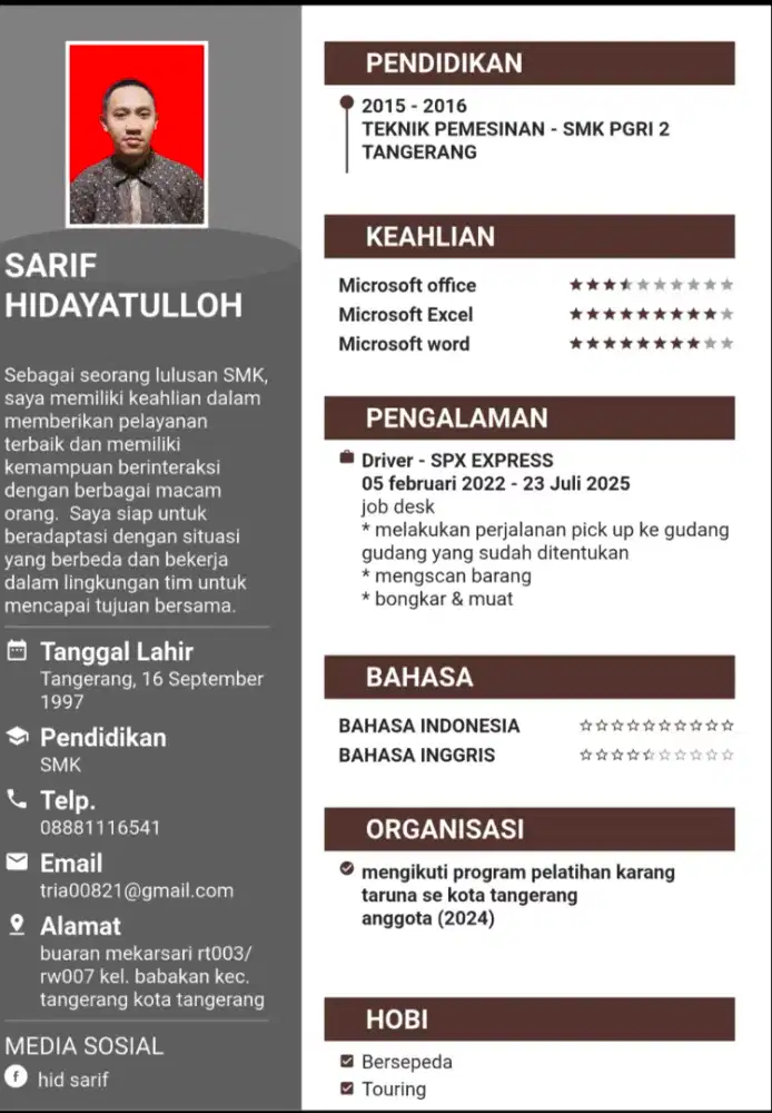 Mencari pekerjaan driver/gudang/bongkar muat