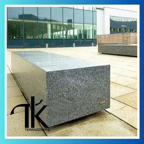 Bangku taman terrazzo tipe balok panjang