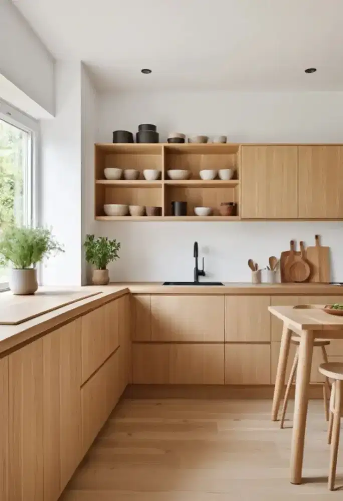 Kitchen Set Minimalis  - Kayu Pinus SOLID·Kabinet Dapur Kayu Pinus.