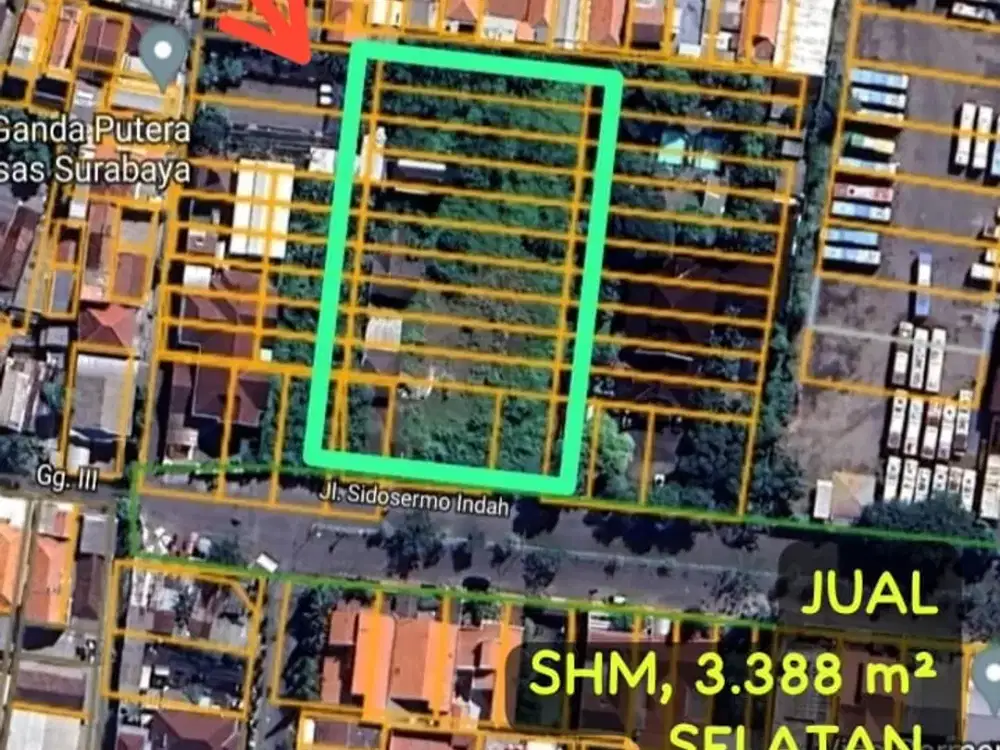 DIJUAL LAHAN LUAS STRATEGIS SIAP BANGUN RAYA SIDOSERMO SURABAYA KOTA