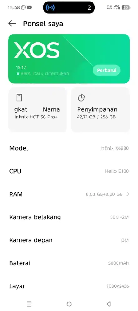 Hp Infinix hot 50pro plus 8+8