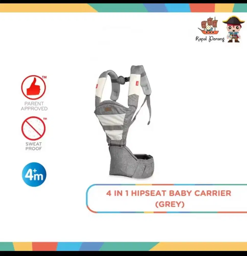 Nuby 4in1 Hipseat Baby Carrier (Grey)