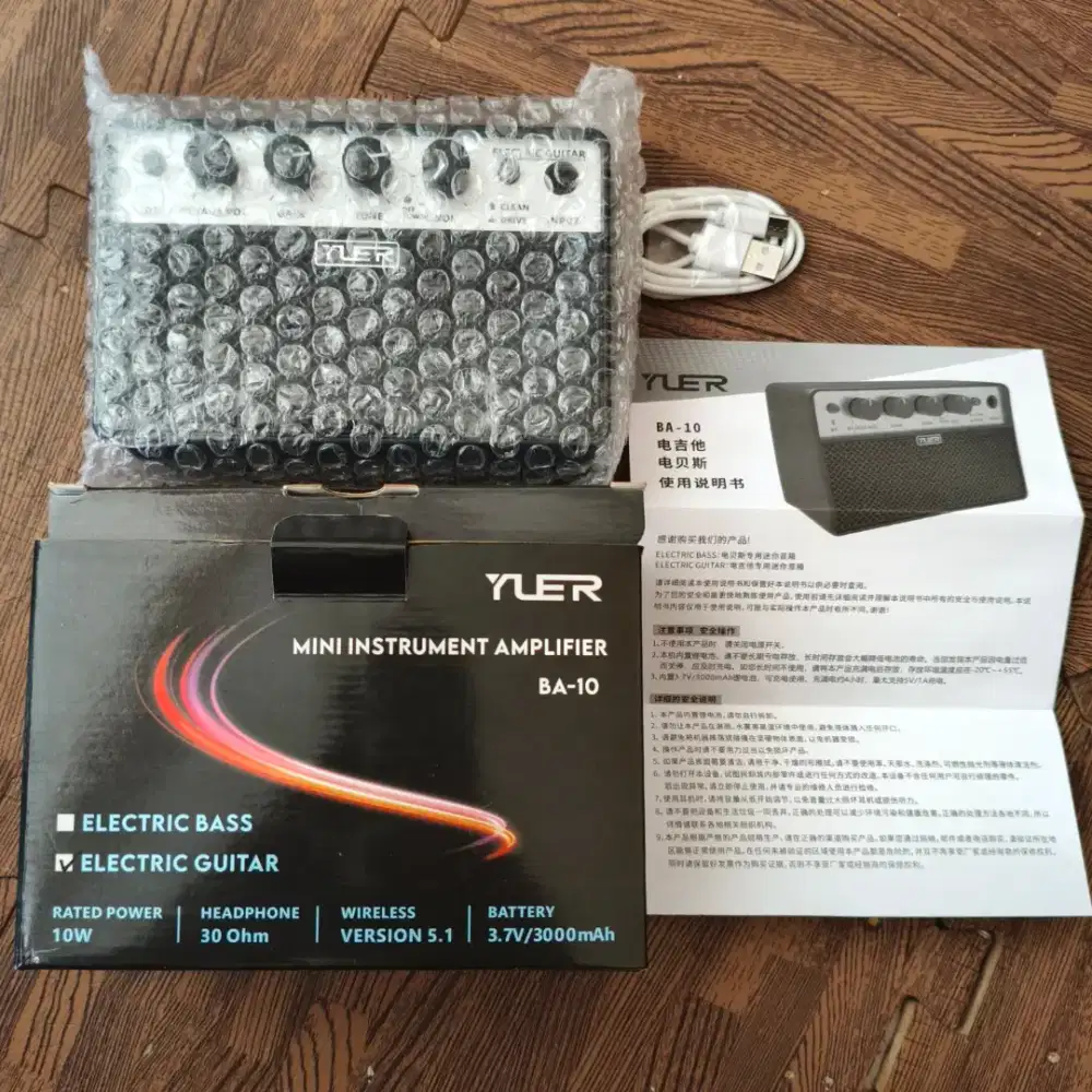 Guitar Wireless Mini Amp YUER BA10 10W 3000MAH BT AUX Clean Over drive