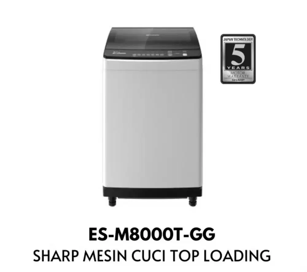 SHARP MESIN CUCI 1 TABUNG TOP LOADING 8KG ESM8000TGG