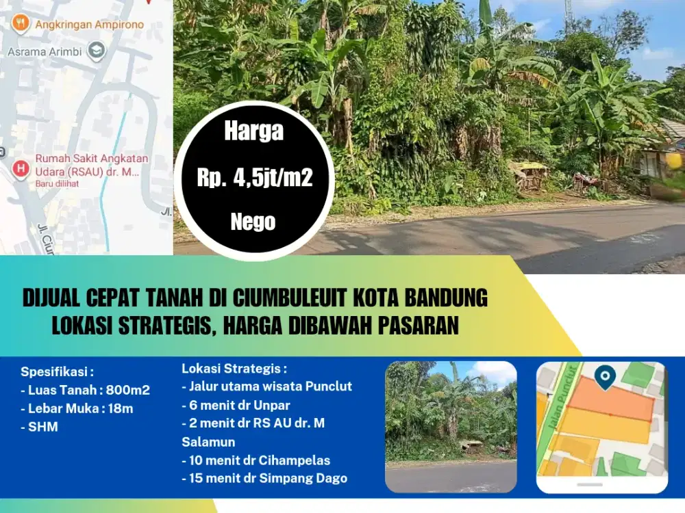 Dijual Cepat Tanah di Ciumbuleuit Kota Bandung
Lokasi Strategis, Harga Dibawah Pasaran