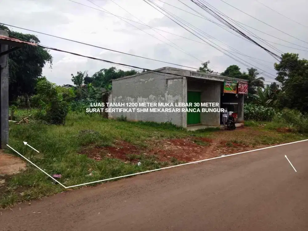 DI JUAL SEBIDANG TANAH BONUS 2 RUKO KIOS DI JALAN UTAMA MEKARSARI RANCABUNGUR BOGOR