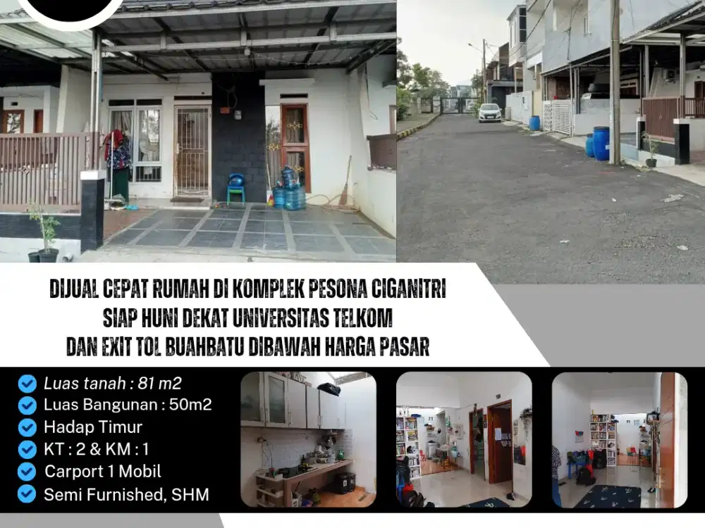 Dijual Cepat Rumah di Komplek Pesona Ciganitri Siap Huni Dekat Universitas Telkom dan Exit Tol Batubatu Dibawah Harga Pasar.