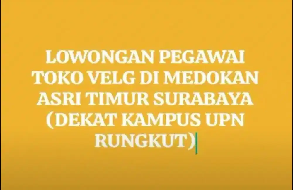 Dibutuhkan Pegawai Toko Velg Mobil